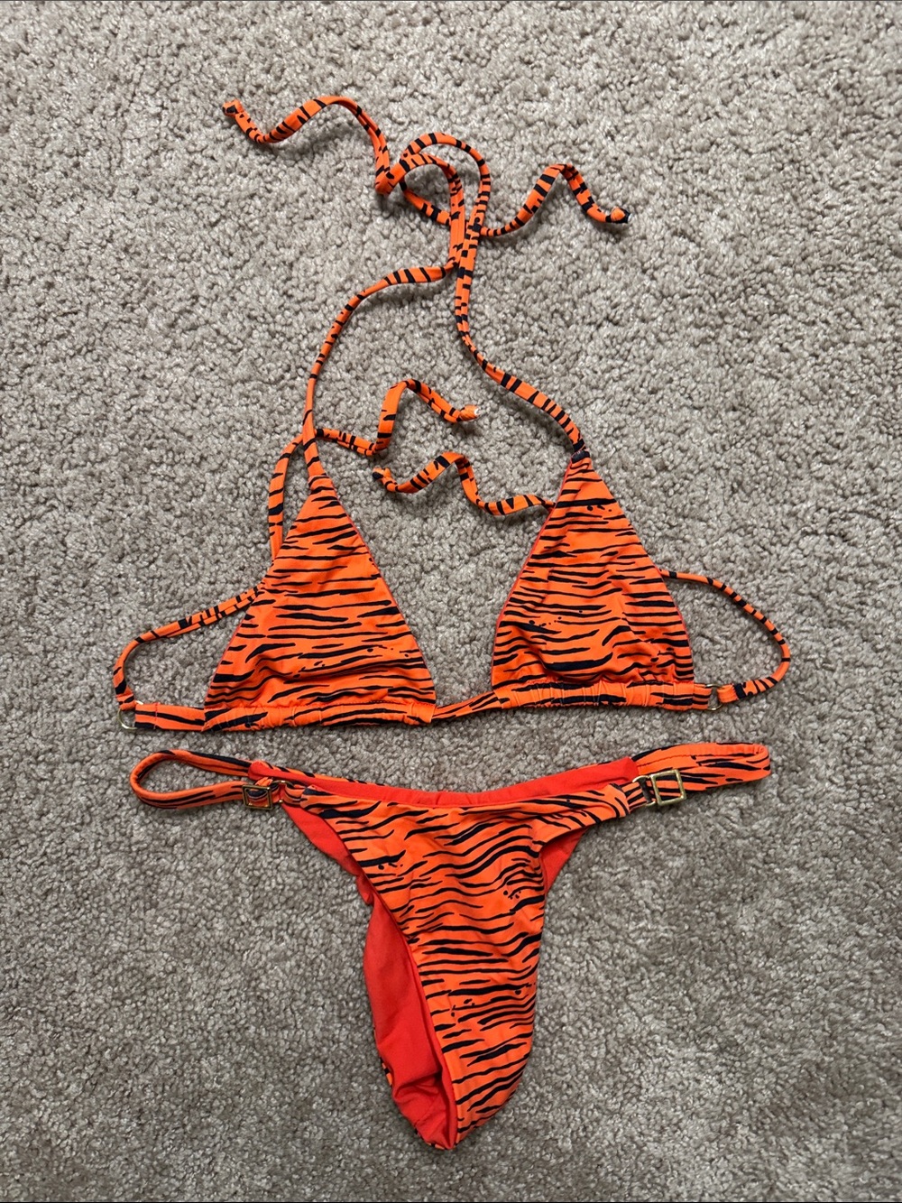 Orange Tiger Stripe Bikini Set